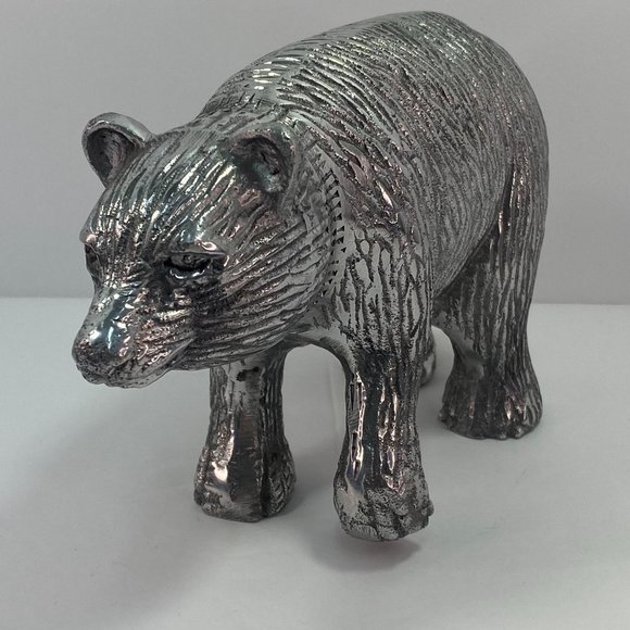 Accents Silver Metal Bear Sculpture Textured Hollow Poshmark